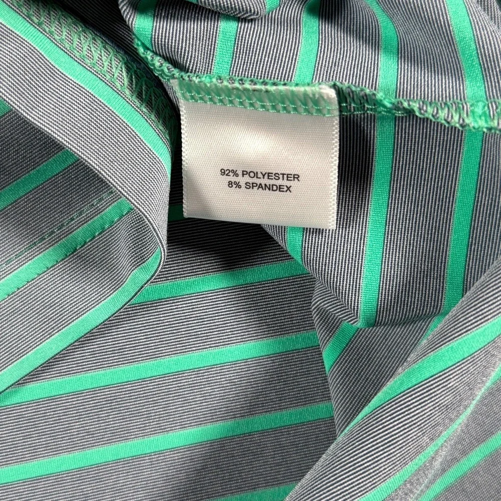 Peter Millar Summer Comfort Mens Polo‎ Shirt XL Gray Green Stripe Performance